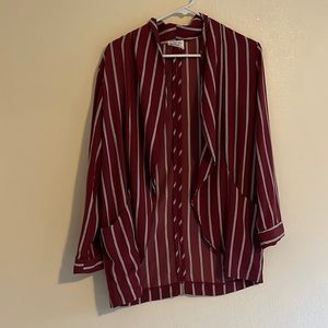 Sienna Sky Thin “Shirt” Blazer Md Maroon stripe